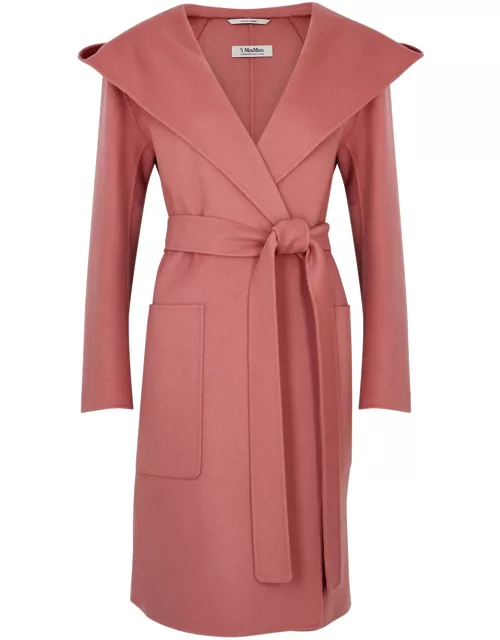 S Max Mara Priscilla Hooded Wool Coat - Pink - 14 (UK14 / L)