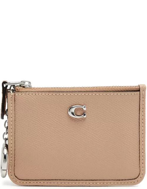 Coach Leather Card Holder - Beige