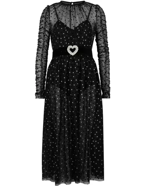 Rebecca Vallance Whitney Polka-dot Tulle Midi Dress - Black - 10 (UK10 / S)