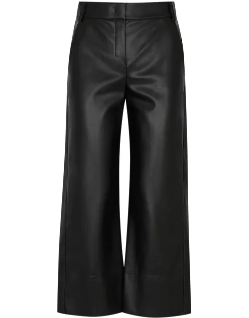 S Max Mara Soprano Cropped Faux Leather Trousers - Black - L (UK14 / L)