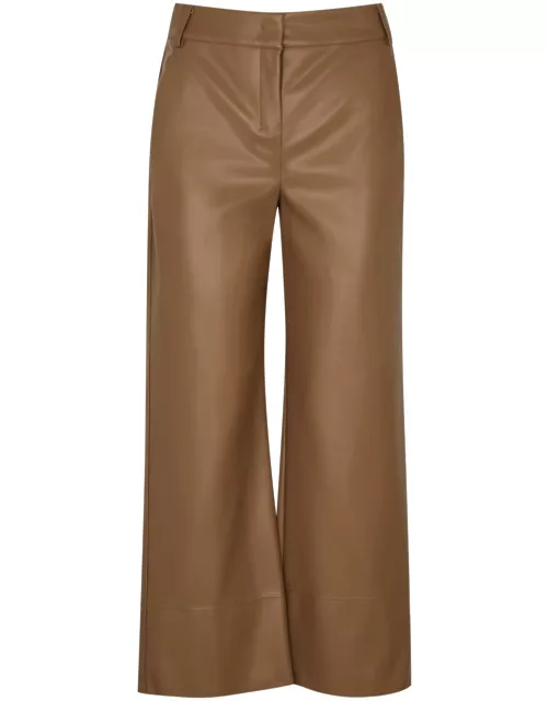 S Max Mara Soprano Cropped Faux Leather Trousers - Brown - M (UK12 / M)