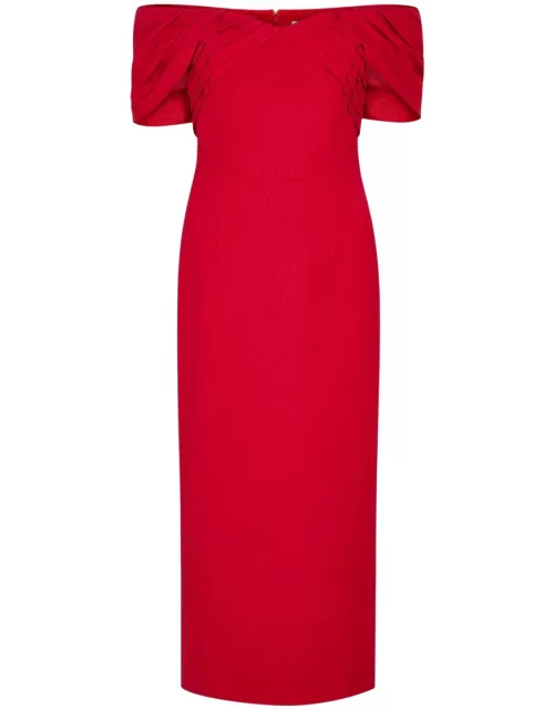 Rebecca Vallance Chiara Off-the-shoulder Midi Dress - Red - 10 (UK10 / S)