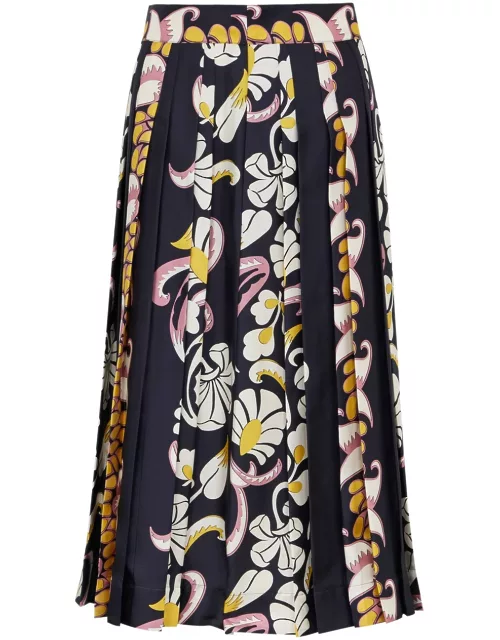 Tory Burch Printed Pleated Silk Midi Skirt - Multicoloured - 10 (UK14 / L)