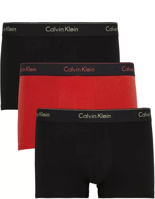 Calvin Klein Logo Stretch-cotton Trunks - set of Three - Red