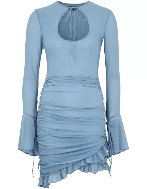 DE LA Vali Galle Ruched Chiffon Mini Dress - Dark Blue - 10 (UK10 / S)