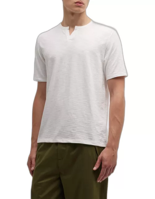 Men's Split-Neck Slub Cotton T-Shirt