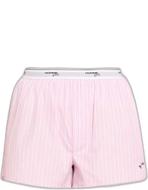 Pinstripe Logo-Band Boxer Pajama Short