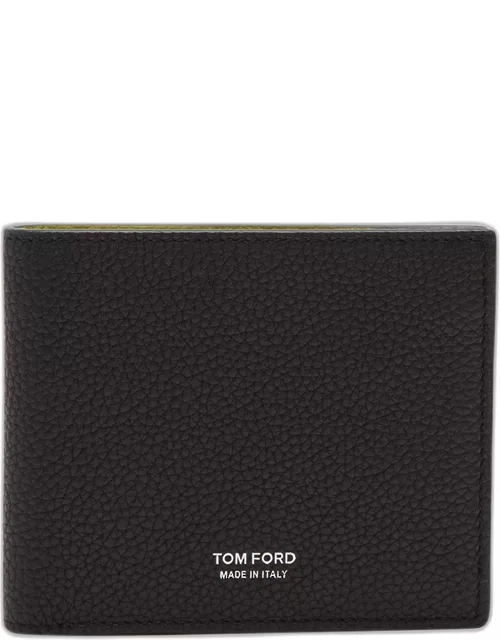 Men's T Line Two-Tone Grained Leather Bifold Wallet