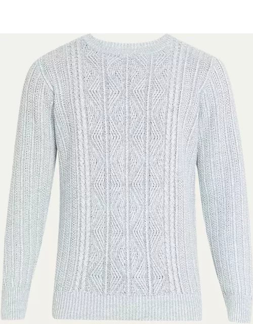 Men's Linen Aran Crewneck Sweater