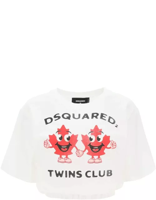 DSQUARED2 cropped t-shirt with twins club print