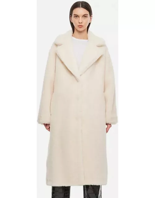 Bow Waist Faux Fur Coat