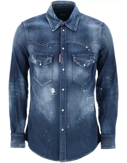 DSQUARED2 western shirt in used deni