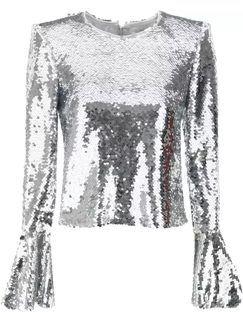 SELF PORTRAIT sequined cropped top