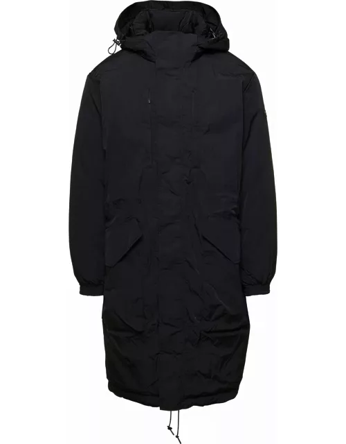 TATRAS rengo Black Hooded Parka Jacket With Logo Patch In Nylon Man