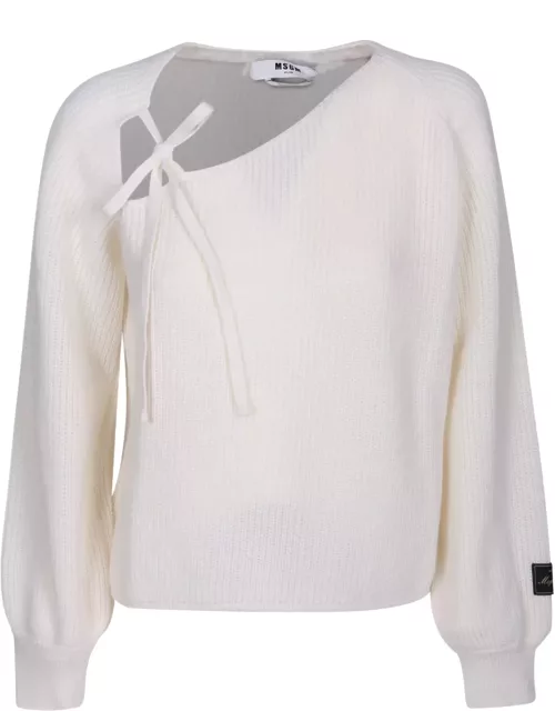 MSGM Knot Detail White Sweater
