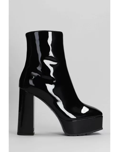 Giuseppe Zanotti Morgana High Heels Ankle Boots In Black Patent Leather