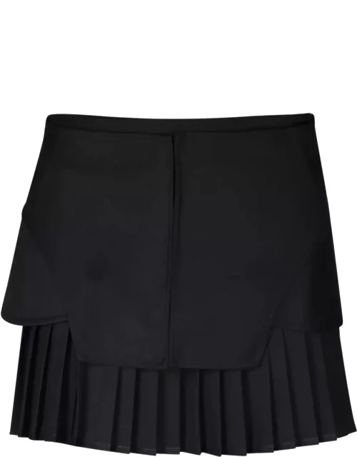 ANDREĀDAMO Black Flannel Mini-skirt