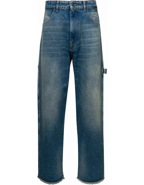 DARKPARK Blue Denim Straight Leg Cut Jeans In Cotton Man