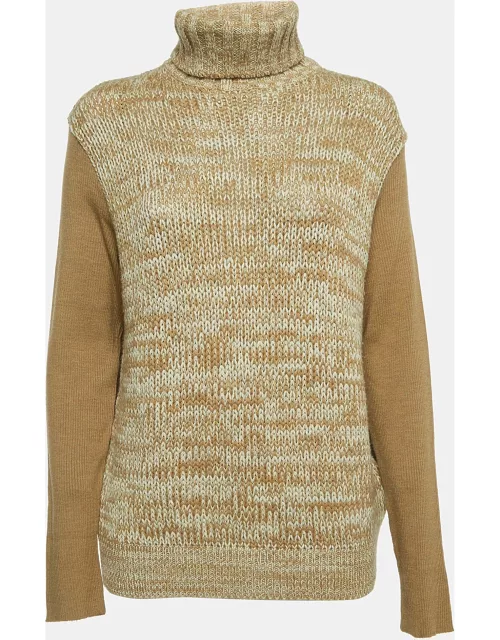 D & G Brown Patterned Wool Turtleneck Sweater