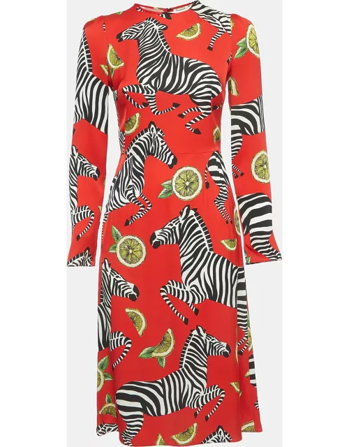 Dolce & Gabbana Red Zebra Printed Silk Dress