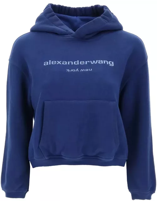 Alexander Wang Cropped Hoodie With Glitter Logo