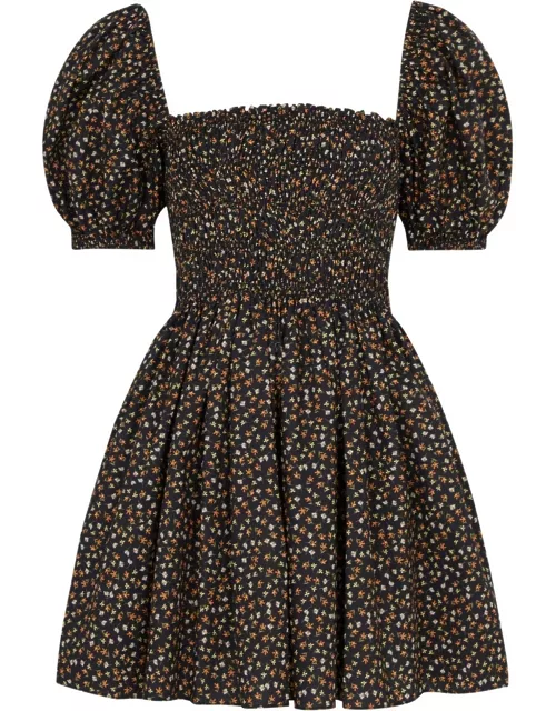 Matteau Floral-print Cotton Mini Dress - Black - 2 (UK 8 / S)