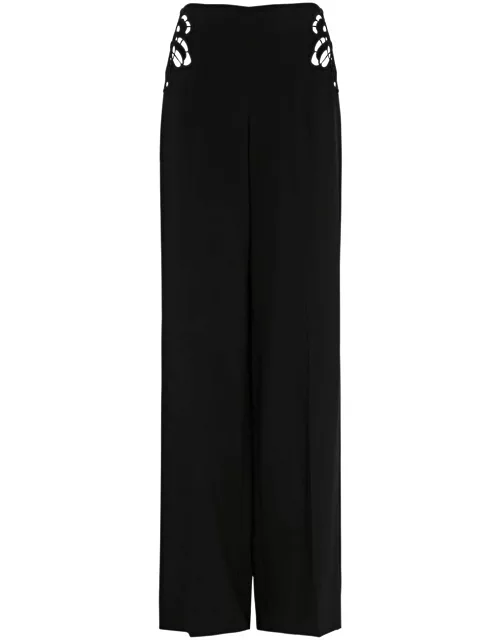 Stella Mccartney Lace-panelled Wide-leg Trousers - Black - 40 (UK8 / S)