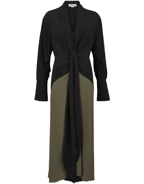 Victoria Beckham Colourblocked Silk-satin Midi Dress - Black - 8 (UK8 / S)