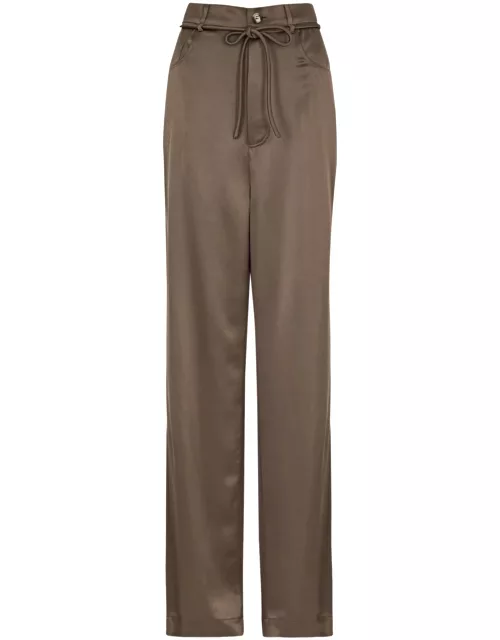 Nanushka Sato Wide-leg Satin Trousers - Brown - M (UK12 / M)