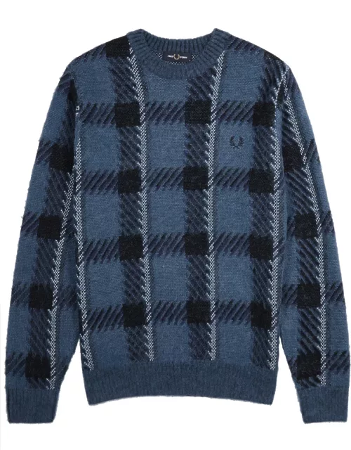 Fred Perry Checked Cotton-blend Jumper - Blue