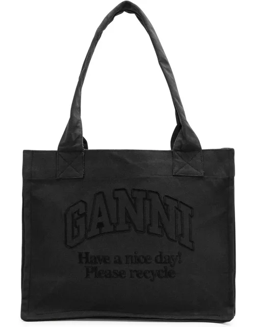 Ganni Easy Shopper Large Canvas Tote - Black
