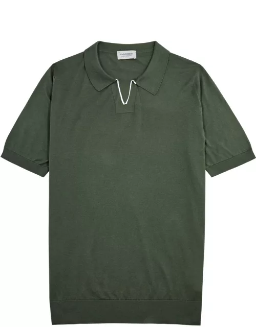 John Smedley Enock Knitted Cotton Polo Shirt - Green