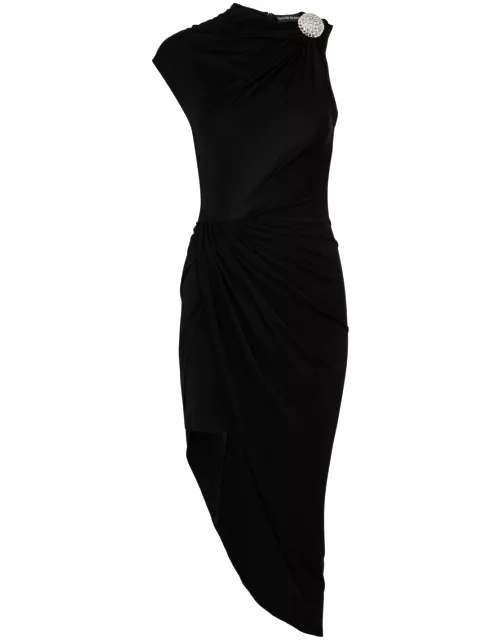 David Koma Asymmetric Stretch-jersey Mini Dress - Black And Silver - 10 (UK10 / S)