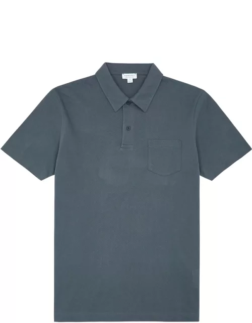 Sunspel Riviera Cotton-mesh Polo Shirt - Blue