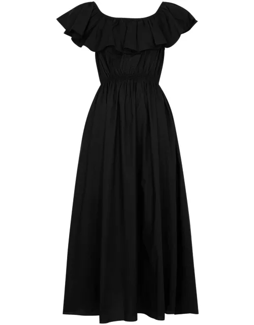 Matteau Off-the-shoulder Cotton-poplin Midi Dress - Black - 2 (UK 8 / S)