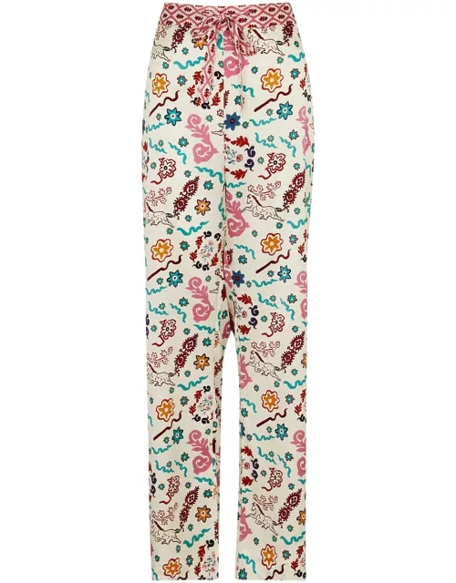 Jessica Russell Flint Danpatch Silk-satin Pyjama Trousers - Multicoloured