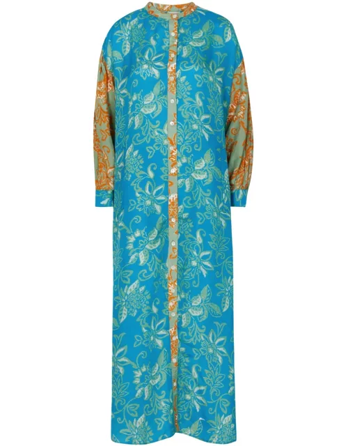 Hannah Artwear Sierra Printed Silk Midi Dress - Blue - 1 (UK8 / S)