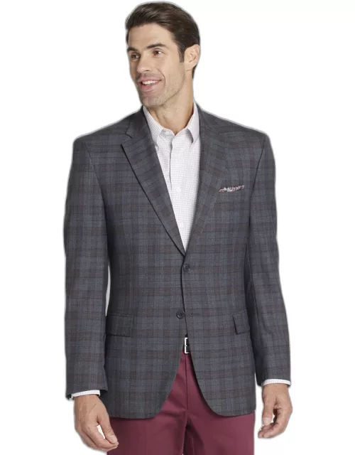 JoS. A. Bank Big & Tall Men's Traditional Fit Windowpane Sportcoat , Light Grey, 60 Regular
