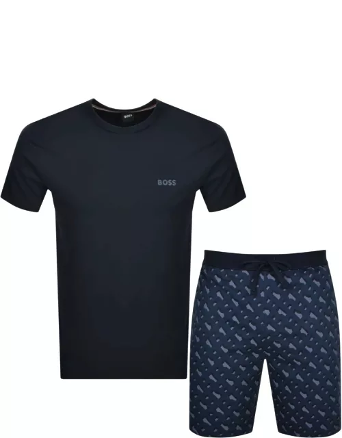 BOSS Mono Lounge T Shirt And Short Set Navy