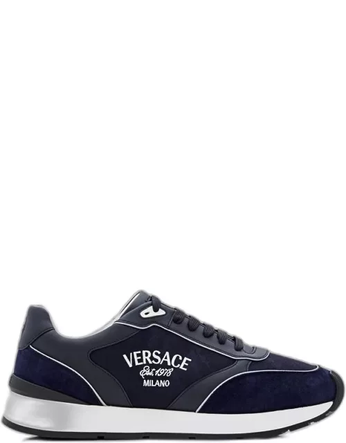 Versace Calf Leather Sneakers Blue