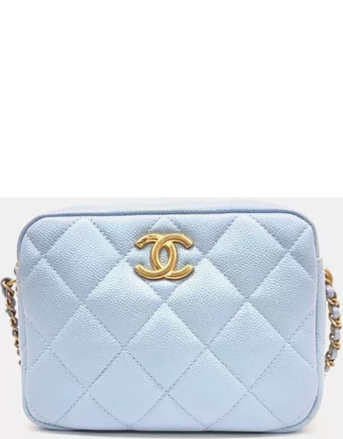 Chanel Light Blue Iridescent Caviar Mini Camera Bag