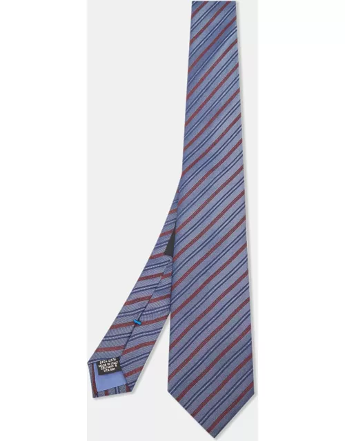 Boss by Hugo Boss Navy Blue Diagonal Striped Silk Tie