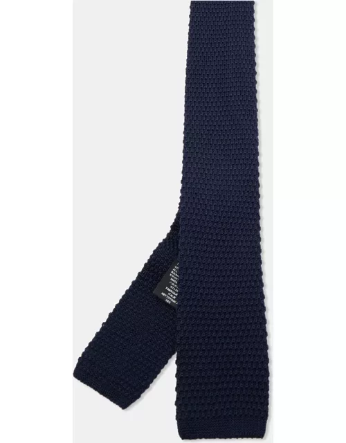 Boss By Hugo Boss Navy Blue Cotton Knit Slim Tie