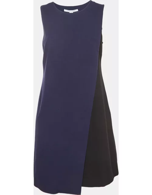 Diane Von Furstenberg Navy Blue/Black Knit Contrast Short Dress