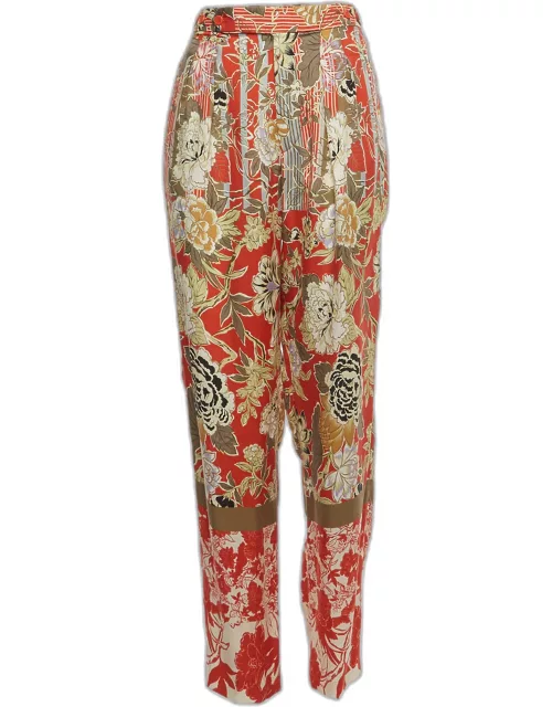 Etro Multicolor Floral Printed Crepe Trousers