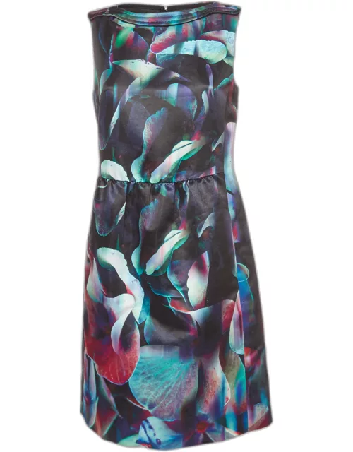 Emporio Armani Multicolor Printed Satin Twill Sleeveless Dress