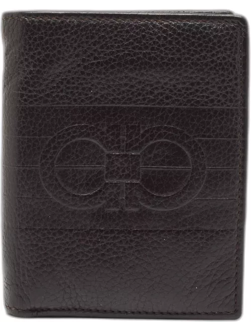 Salvatore Ferragamo Brown Leather Bifold Card Holder