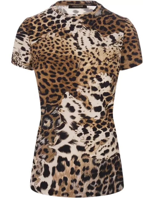 Roberto Cavalli T-shirt With Leopard Print