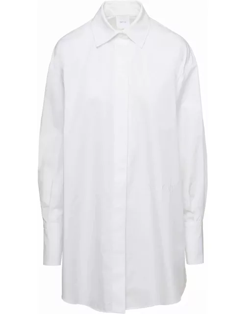 Patou Mini White Shirt Dress With High Cuffs In Cotton Woman