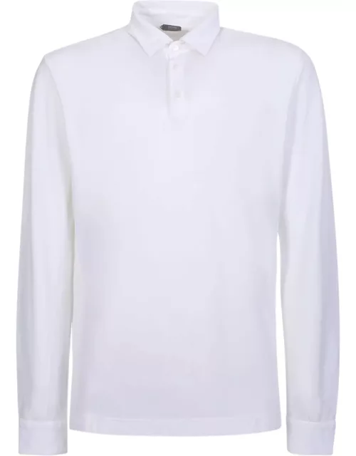 Zanone Long Sleeved White Polo Shirt